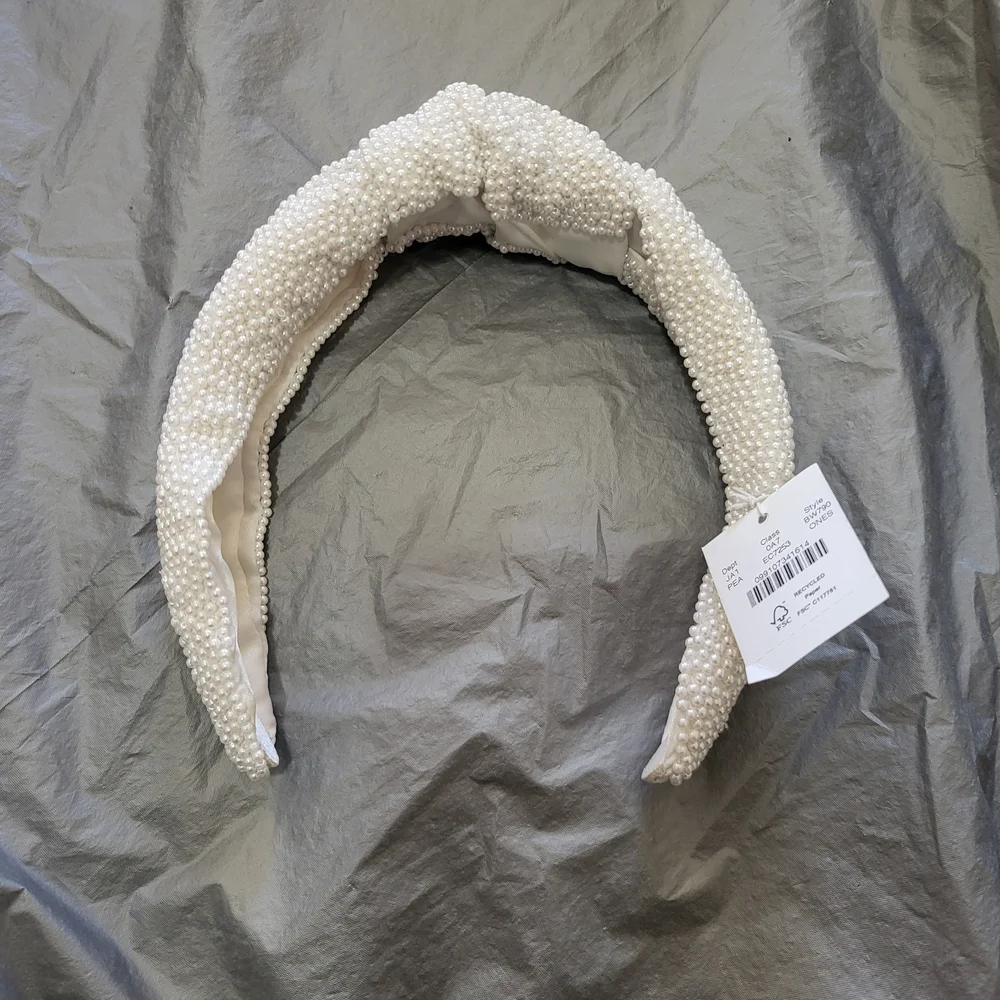 J. Crew Women's White Beaded Knot Headband